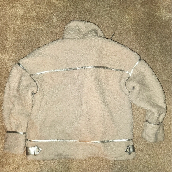 Pink Lily Beige Sherpa Moto Jacket large - Picture 2 of 5